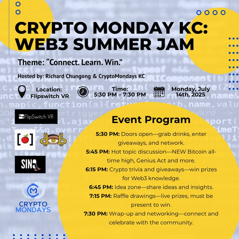 Cover Image for CryptoMondays Kansas City: Connect. Learn. Win.