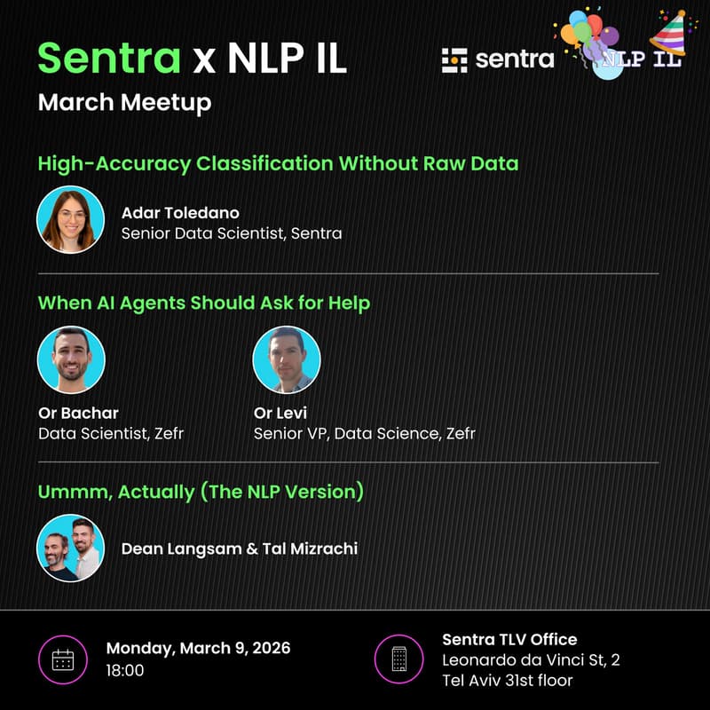 Cover Image for NLP IL x Sentra - March 2026 Meetup (Celebrating 6 years!)