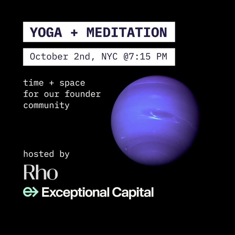 Cover Image for Founder Yoga + Happy Hour [Hosted by Rho & Exceptional Capital]