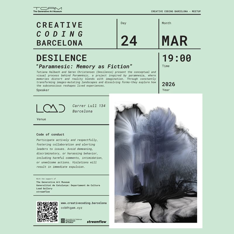 Cover Image for Creative Coding Barcelona with Desilence presents: "Paramnésico: Memory as Fiction"