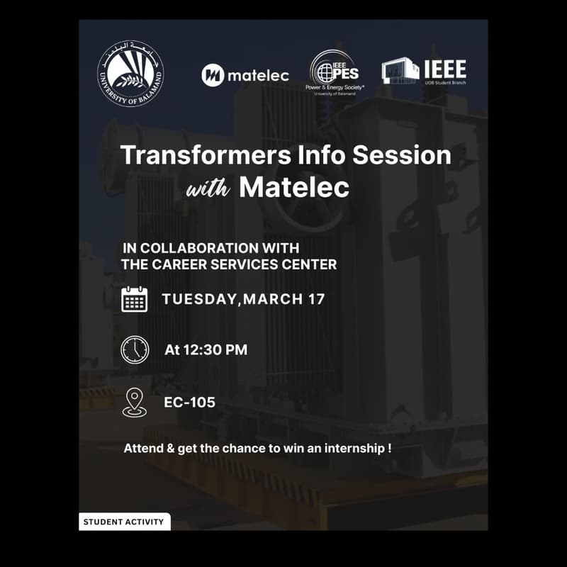 Cover Image for Transformers Info Session With Matelec
