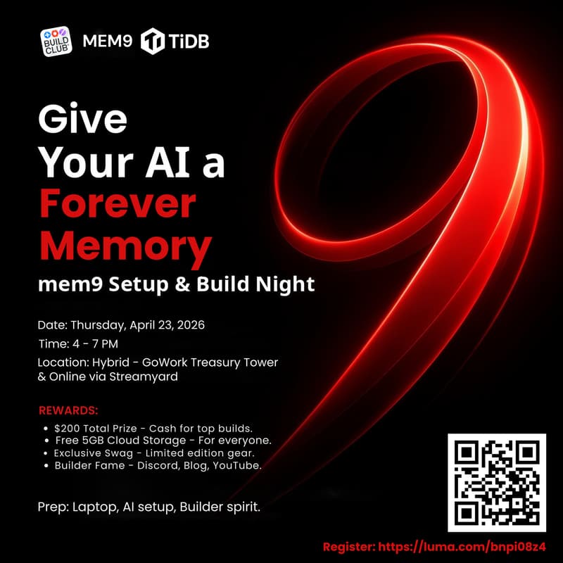Cover Image for Give Your AI a Forever Memory: mem9 Setup & Build Night