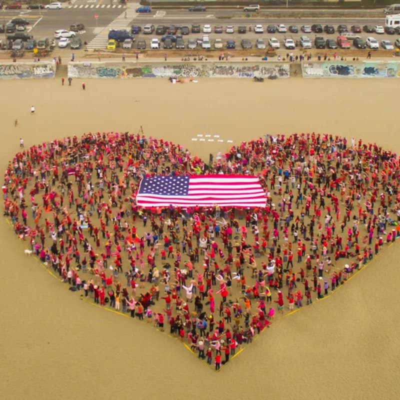 Cover Image for Signature Gathering Before Indivisible's Human Banner at Ocean Beach, San Francisco