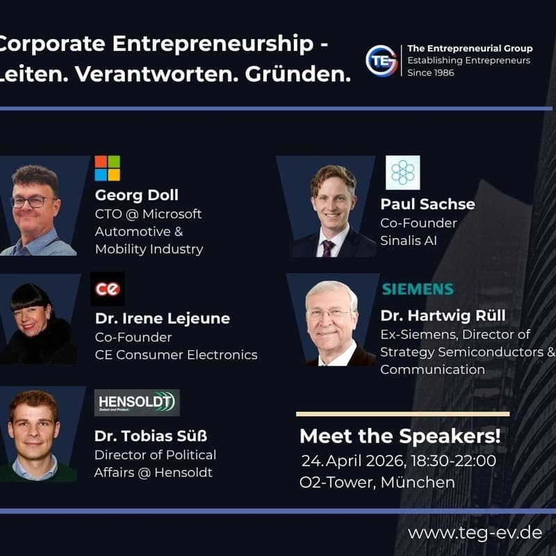 Cover Image for TEG Talk im O2-Tower: Corporate Entrepreneurship | Leiten. Verantworten. Gründen.