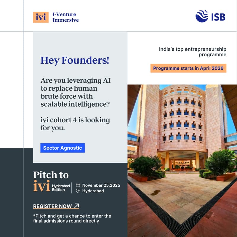 Cover Image for Pitch to ivi - Hyderabad edition | Nov 25, 2025 | 10:00 AM - 3:00 PM