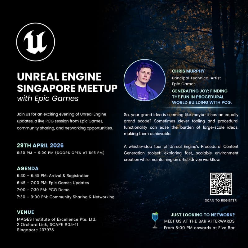 Cover Image for Unreal Engine Singapore Meetup with Epic Games & PCG Demo