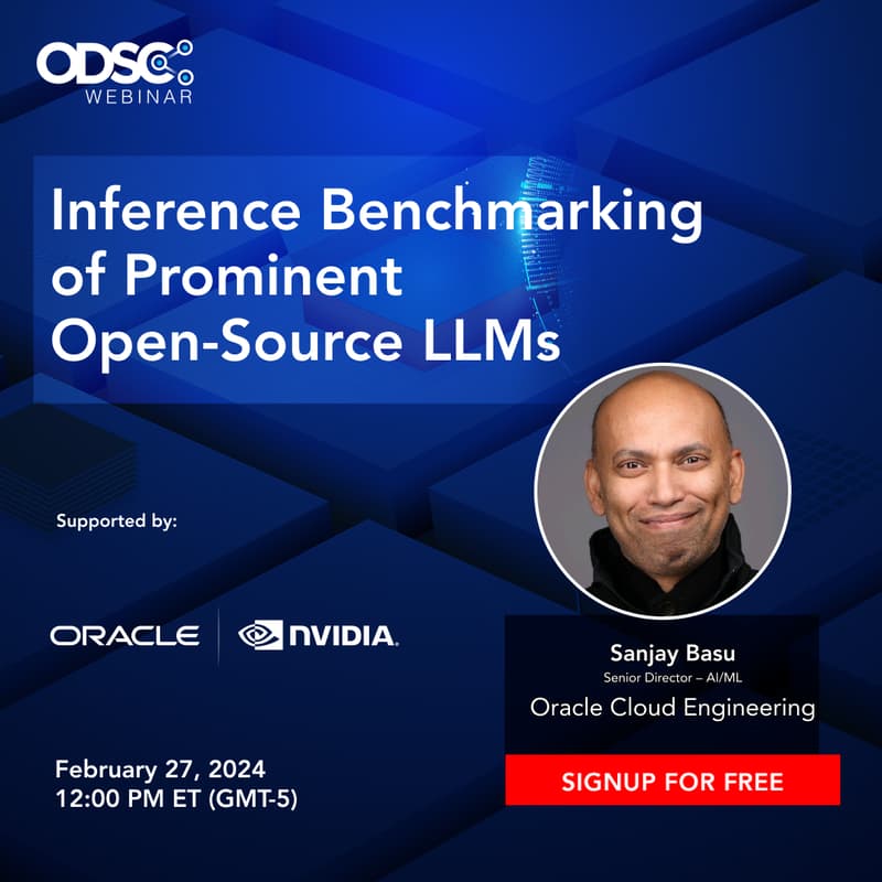 Cover Image for Webinar "Inference Benchmarking of Prominent Open-Source Large Language Models (LLMs)"