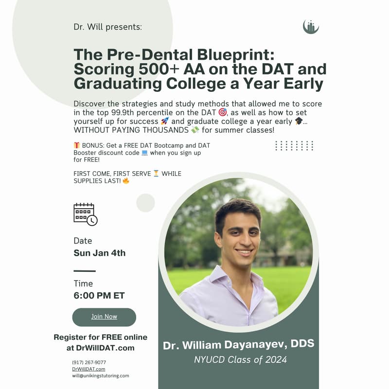 Cover Image for The Pre-Dental Blueprint: Scoring 500+ AA on the DAT and Graduating College a Year Early