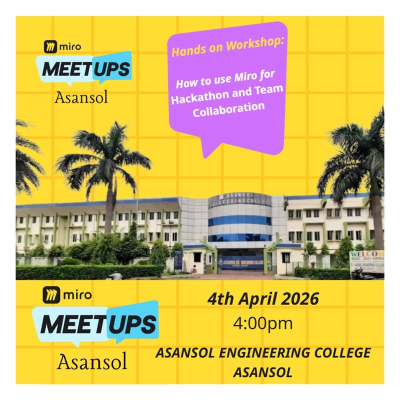 Cover Image for Miro Meetup Asansol : Hands-on Workshop- Using Miro for Hackathons & Team Collaboration