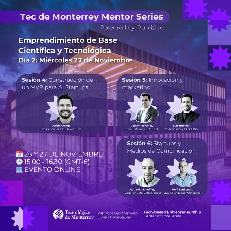 Foto de portada de Mentor Series for Tech-Based Entrepreneurship (Day 2)
