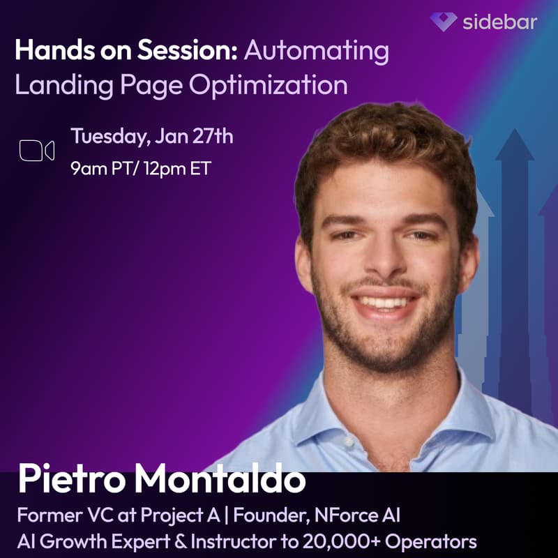 Cover Image for Sidebar Speaker Series: Automating Landing Page Optimization, A Hands On Session with Pietro Montaldo