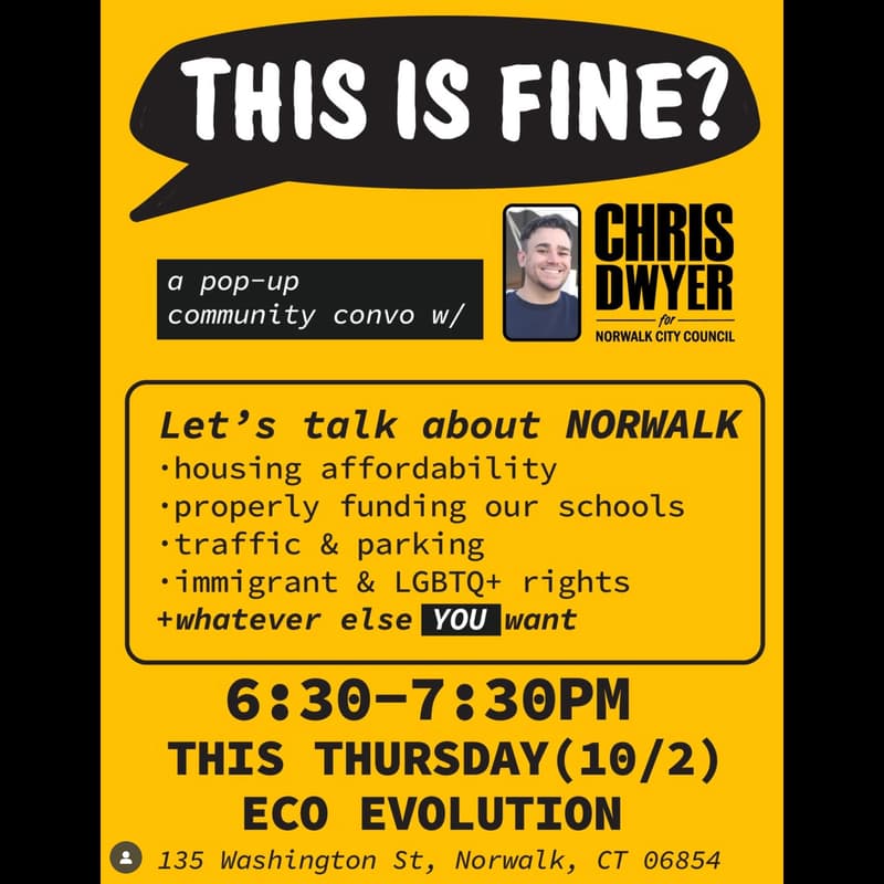Cover Image for Pop-Up Community Convo w/Chris Dwyer, Candidate for Norwalk City Council