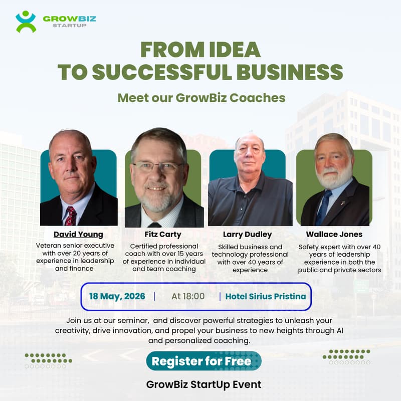 Cover Image for From Idea to Successful Business – 2026- AI Enhanced Business Coaching - Pristina, KS
