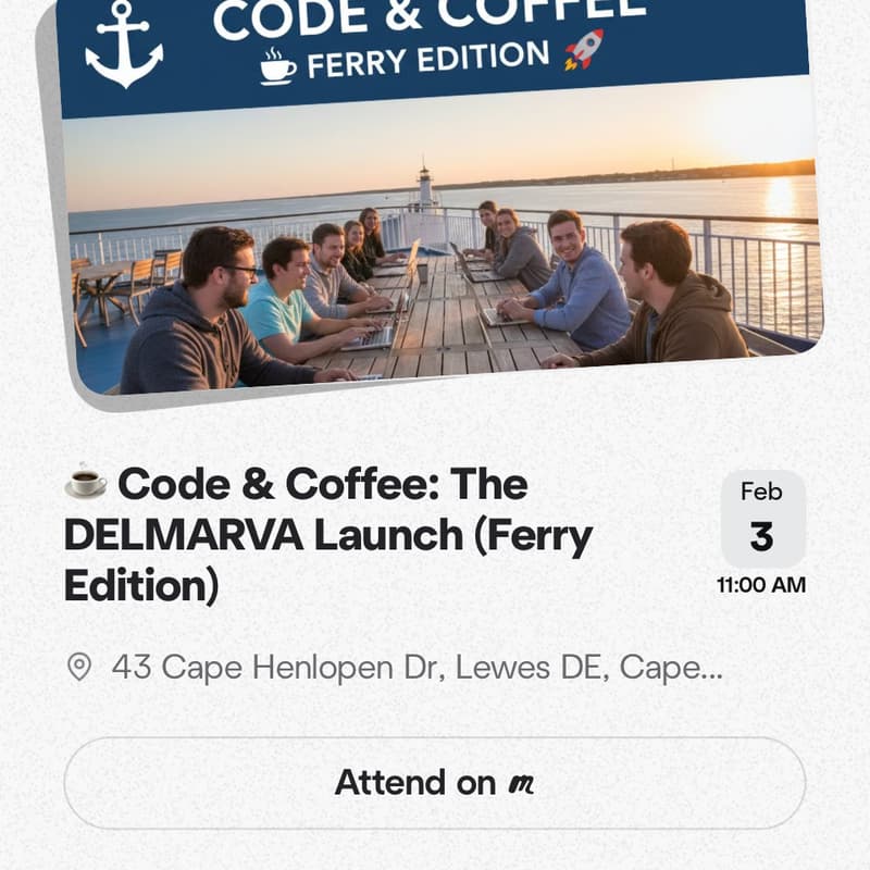 Cover Image for ☕ Code & Coffee: The DELMARVA Launch (Ferry Edition)