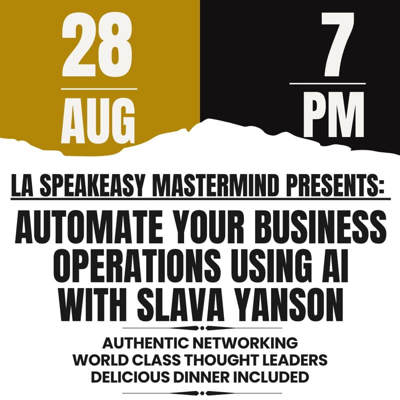 Cover Image for August Speakeasy Mastermind LA Chapter Dinner + Event