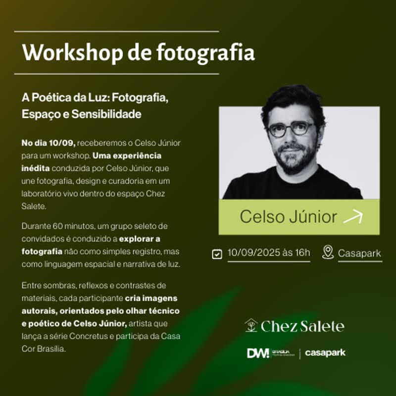 Cover Image for Workshop de fotografia: A Poética da Luz: Fotografia, Espaço e Sensibilidade com Celso Júnior