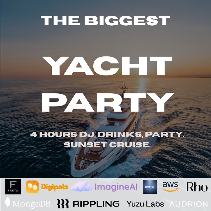Cover Image for Yacht Party. Sunset. Alum of Y Combinators.
