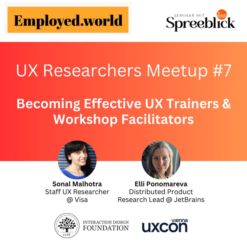 Cover Image for UX Researchers Meetup #7 - Becoming Effective UX Trainers & Workshop Facilitators