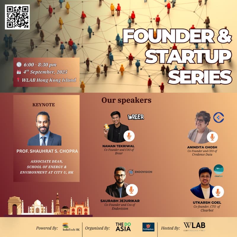 Cover Image for Founder & Startup Series by IndiaTech HK & The DO Asia