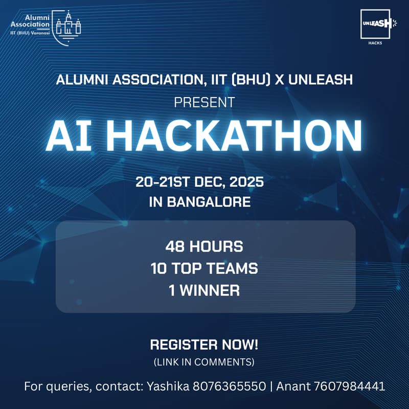 Cover Image for UNLEASH HACKS 2025 (AI Hackathon) - Bangalore