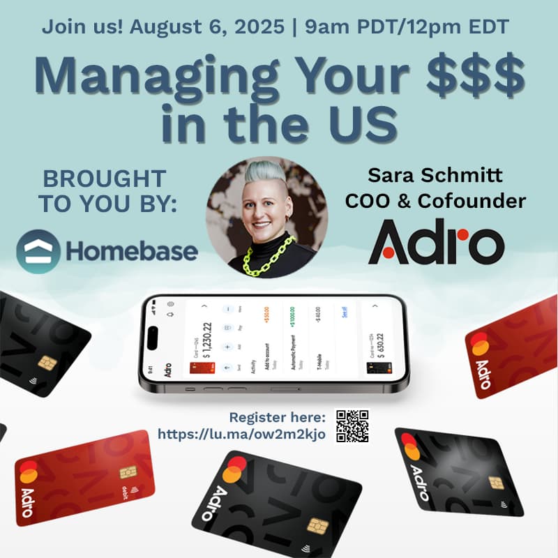Cover Image for Managing Your Money in the US (Presented by Homebase & Adro)
