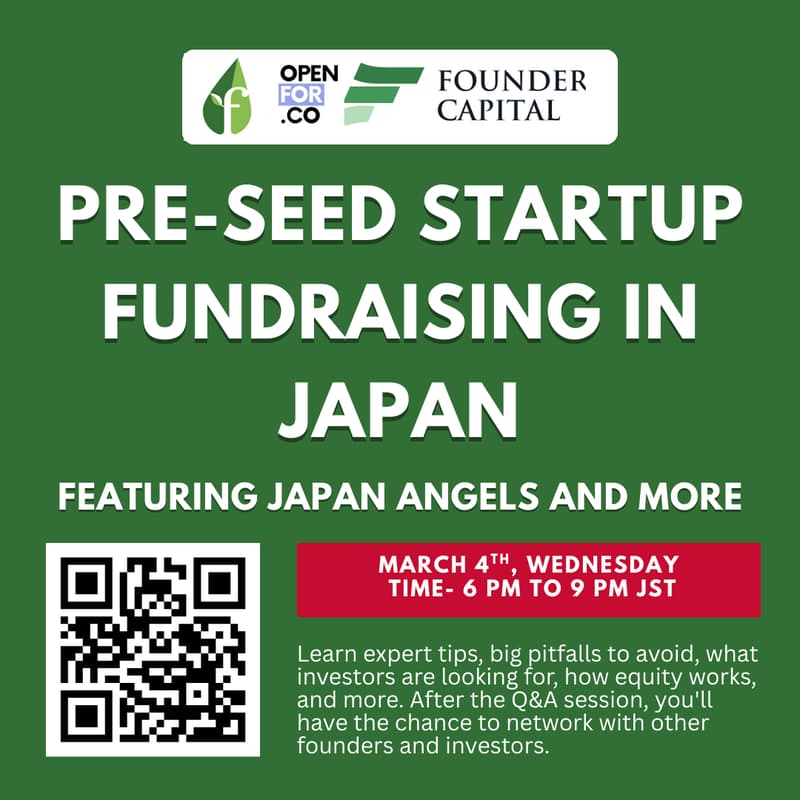 Cover Image for Pre-Seed Startup Fundraising in Japan, Featuring Japan Angels, and more