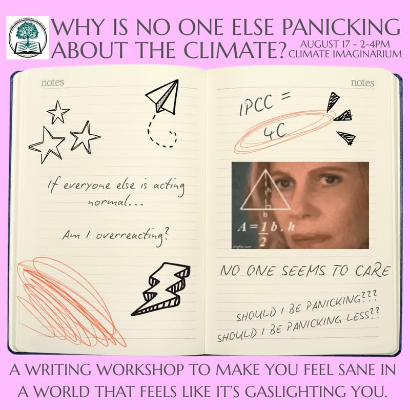 Cover Image for Why Is No One Else Panicking About The Climate? A Writing Workshop To Make You Feel Sane In A World That Feels Like It’s Gaslighting You.