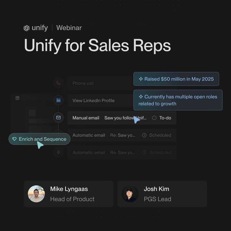 Cover Image for Unify for Sales Reps Webinar