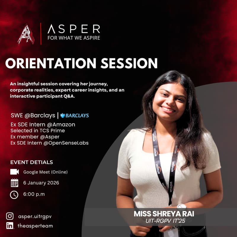 Cover Image for Orientation with Alumna Shreya Rai – Asper Tech Club