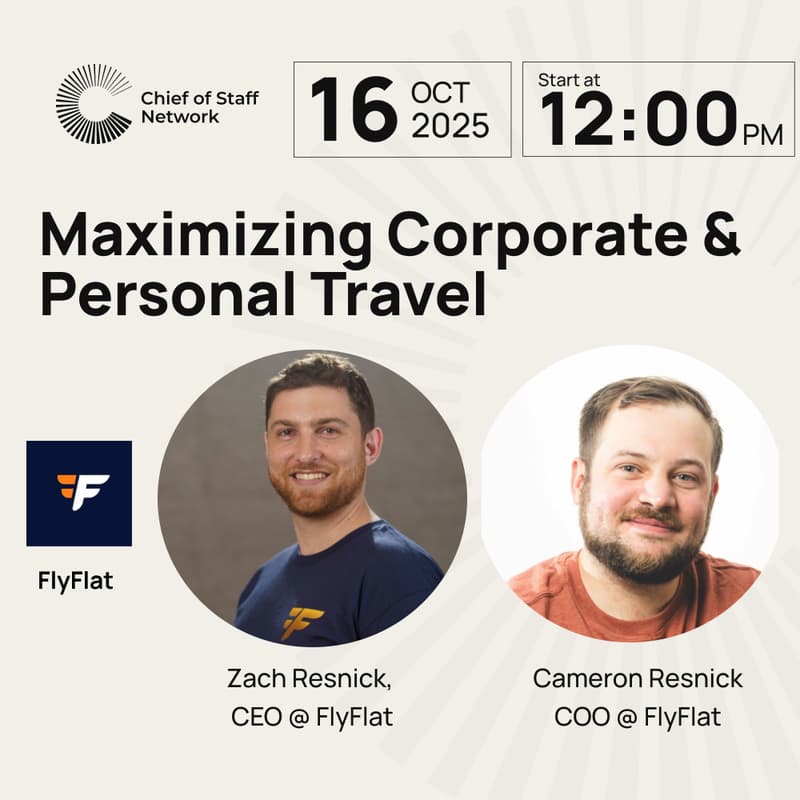 Cover Image for Maximizing Corporate and Personal Travel (Secret strategies, points tactics, and more!) with the CEO and COO at FlyFlat