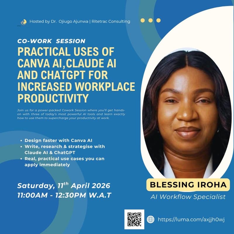 Cover Image for Cowork Session-Practical uses of Canva AI,Claude AI And ChatGPT for Increased Workplace Productivity