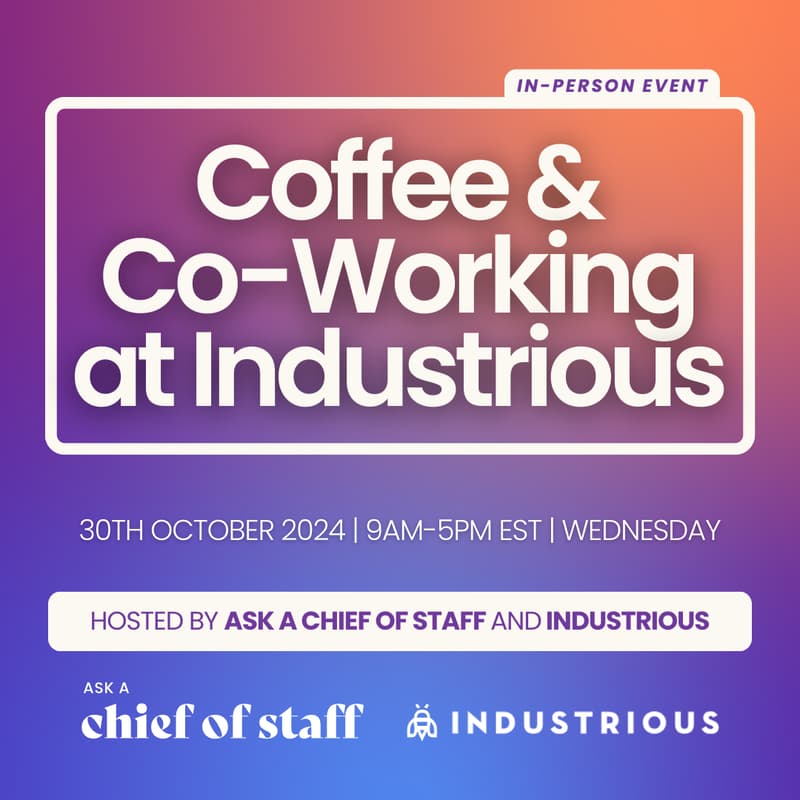 Cover Image for Ask a Chief of Staff: Coffee and Co-Working at Industrious