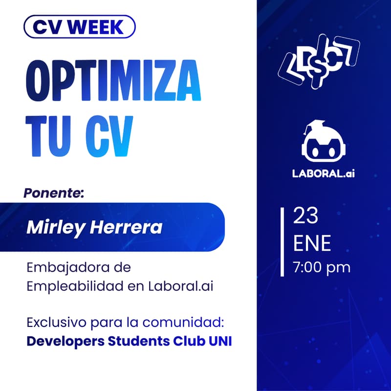 Cover Image for CV WEEK en DSC UNI| Destaca tu Talento