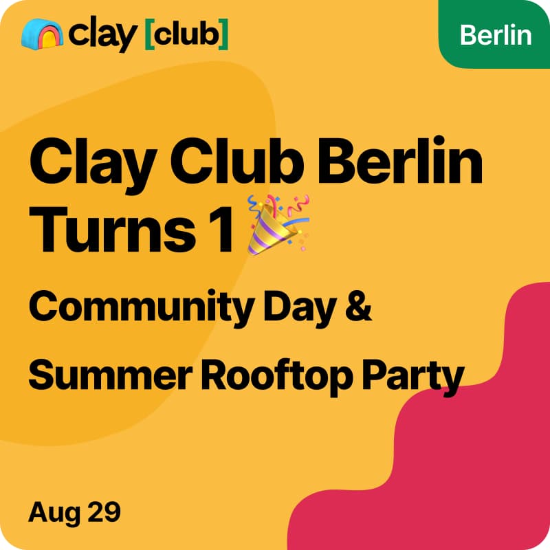 Cover Image for Clay Club Berlin Turns 1: Community Day & Summer Rooftop Party