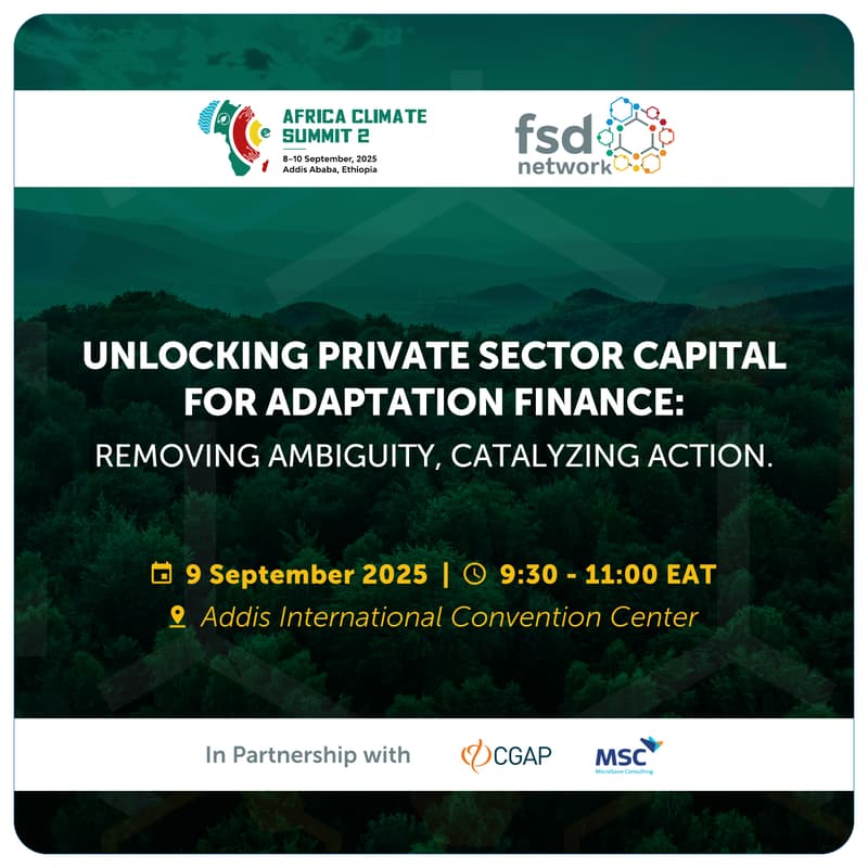 Cover Image for FSD Network Side Event at the Africa Climate Summit 2 on Unlocking Private Sector Capital for Adaptation Finance