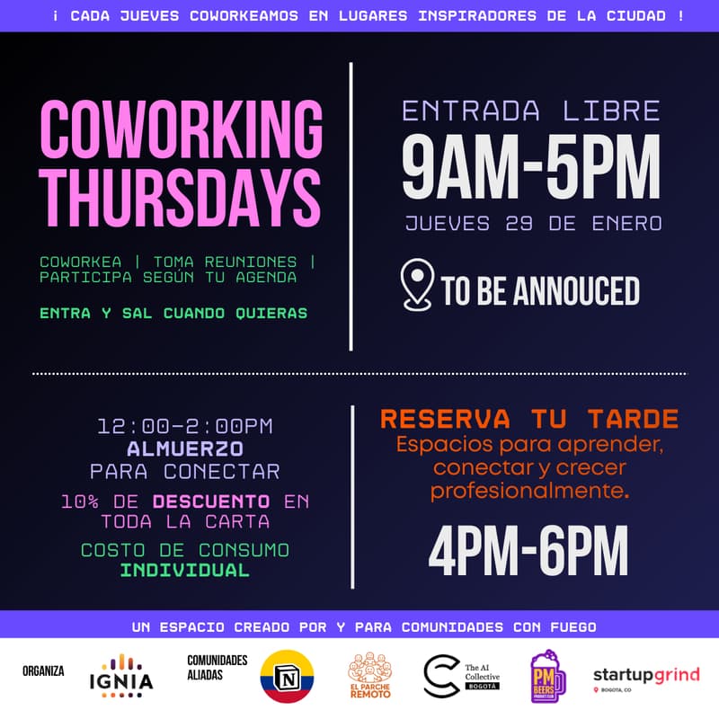 Cover Image for Coworking Thursdays - 29 de Enero