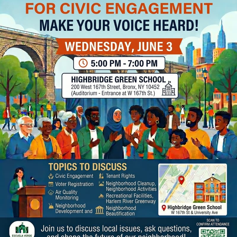 Cover Image for Highbridge Civic Engagement Town Hall | Foro comunitario de participación cívica de Highbridge