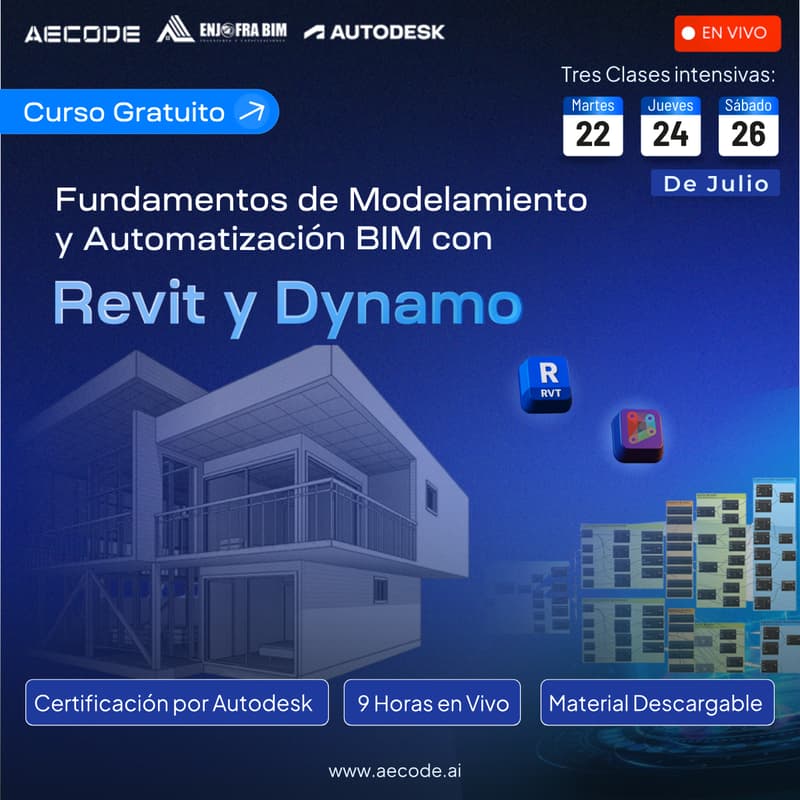 Cover Image for 🎓 CURSO GRATUITO | Fundamentos de Modelamiento y Automatización BIM con Revit + Dynamo