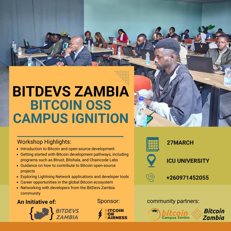 Cover Image for BitDevs Zambia: Bitcoin OSS Campus Ignition