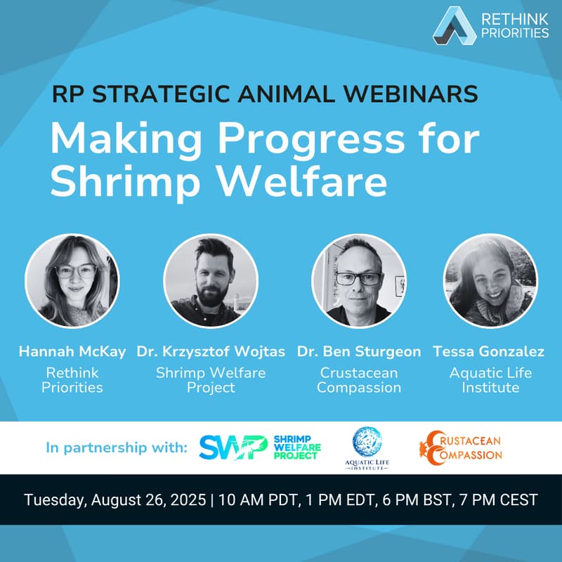 Cover Image for Making Progress for Shrimp Welfare (RP Strategic Animal Webinars)