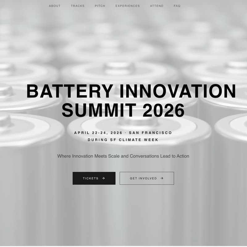 Cover Image for Battery Innovation Summit 2026, SFCW — April 22-24, 2026