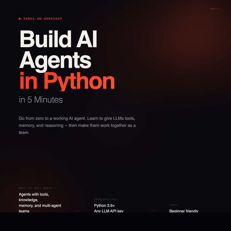 Cover Image for Build AI agents in Python under 5 mins