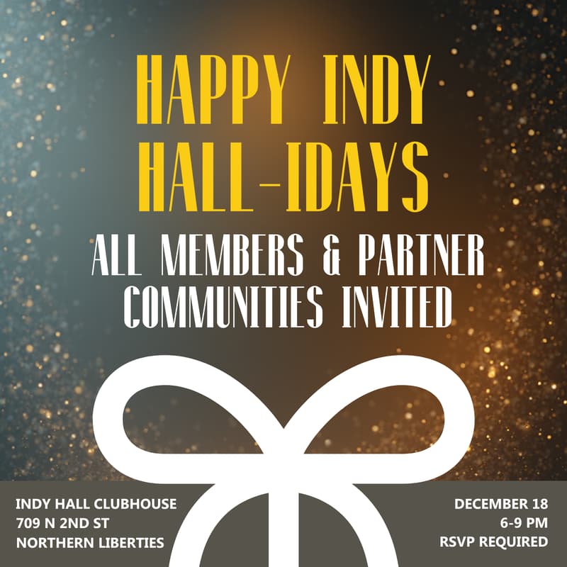 Cover Image for Indy Hall-iday Potluck Party: Members + Meetup Partners Invited!