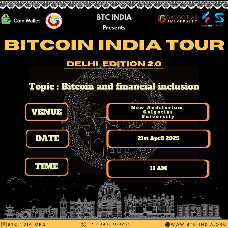 Cover Image for Bitcoin India Tour - Delhi Edition 2.0