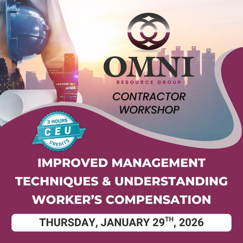 Cover Image for Contractor Workshop: Improved Management Techniques & Understanding Workers Compensation