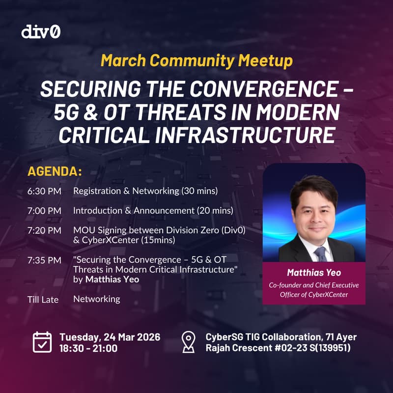 Cover Image for Meetup — Securing the Convergence – 5G & OT Threats in Modern Critical Infrastructure