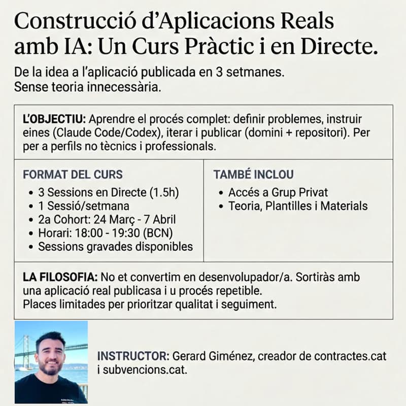 Cover Image for Aprèn a construir i publicar una aplicació útil amb IA