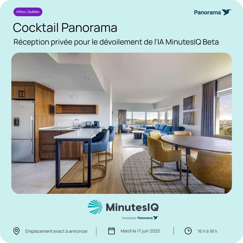 Image de couverture pour Hilton Suite #1816 - Dévoilement de l’IA MinutesIQ | Un cocktail signé Panorama