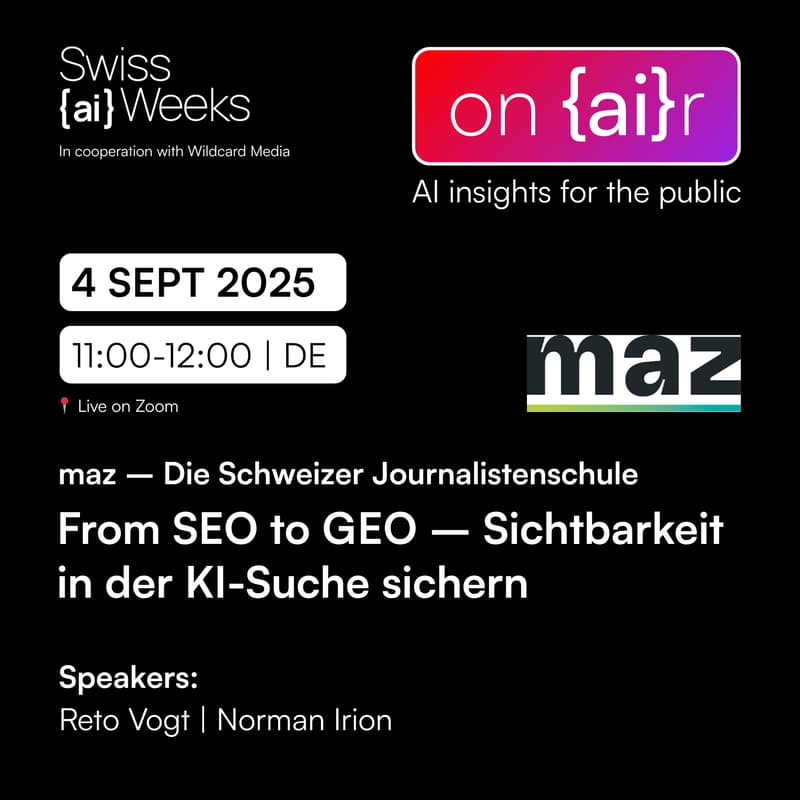 Titelbild für on {ai}r | From SEO to GEO – Sichtbarkeit in der KI-Suche sichern | MAZ