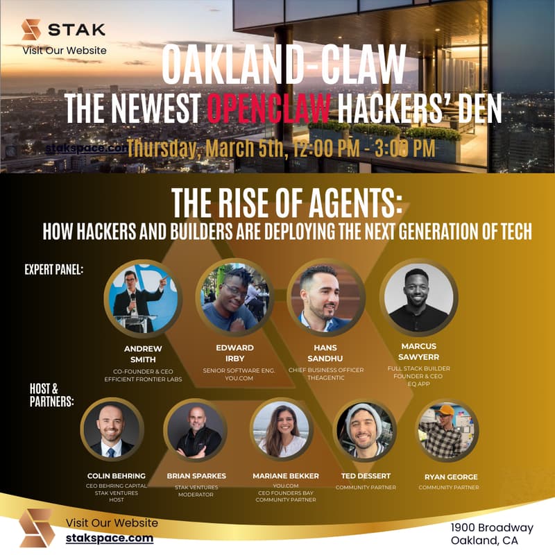 Cover Image for Oakland-Claw: The Newest OpenClaw Hackers’ Den at STAK Ventures